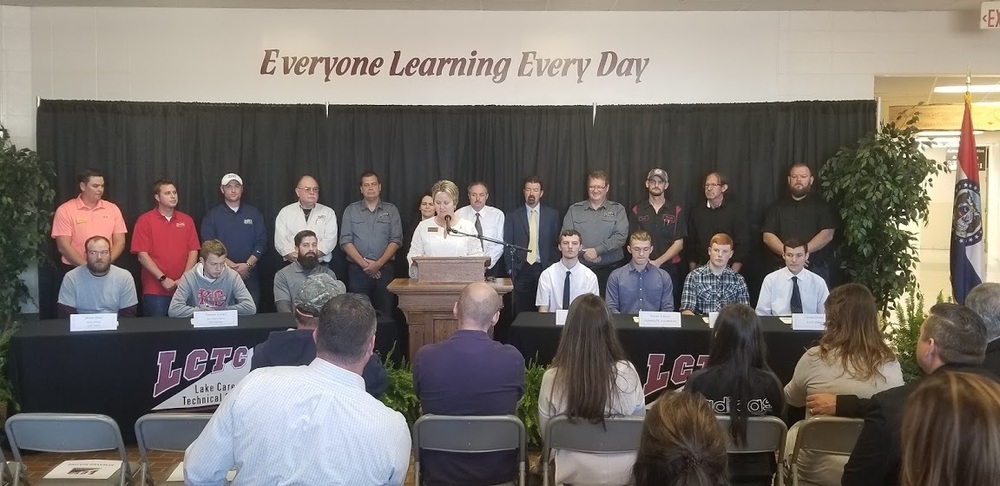 Carsen Strutz and Charles Lewis (bottom right) Recognized During MORAP Student & Employer Signing Event